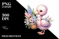 Cute Baby Flamingo Hyacinth Basket | Sublimation | Clipart Product Image 1