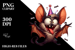 Cartoony Bat with Party Hat, Transparent PNG Product Image 2