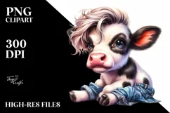 Sitting Baby Cow PNG Product Image 3