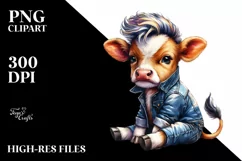 Sitting Baby Cow PNG Product Image 3