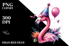 Whimsical Flowers,Flamingo Party Hat | Clipart Product Image 2
