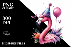 Whimsical Flowers,Flamingo Party Hat | Clipart Product Image 3
