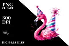 Whimsical Flowers,Flamingo Party Hat | Clipart Product Image 1