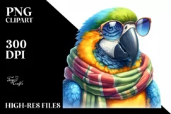 Vibrant Macaw with Scarf and Sunglasses | Sublimation | Product Image 1