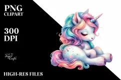 Colorful Baby Unicorn PNG Product Image 3
