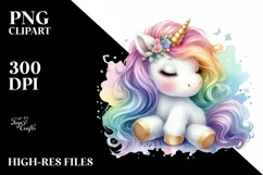 Colorful Baby Unicorn PNG Product Image 1