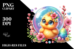Colorful Watercolor Goofy Cute Baby Chicken PNG Product Image 2