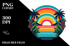 Retro Tropical Rainbow Sunset Tshirt Product Image 2