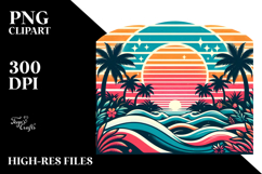 Retro Tropical Rainbow Sunset PNG Product Image 2