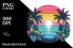 Retro Tropical Rainbow Sunset PNG Product Image 2