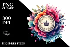 Artistic Seal Retro Vibrant Watercolor Flowers Product Image 3