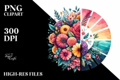 Artistic Seal Retro Vibrant Watercolor Flowers Product Image 1