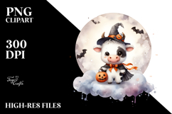 Cute Washed Halloween Cow PNG Product Image 2