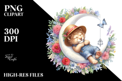 Baby Lion Sleeping on Moon | Clipart Product Image 2