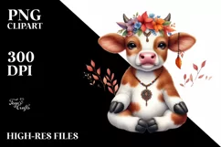 Funny Baby Cow Autumn Clipart Product Image 1