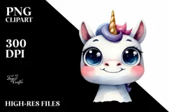 Funny Baby Unicorn Expression PNG Product Image 1