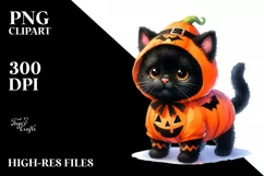 Cute Baby Black Cat Halloween Costume | Clipart Product Image 1