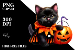 Cute Baby Black Cat Halloween Costume | Clipart Product Image 2