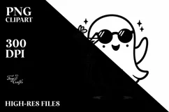 Cute Ghost with Purse Holding Cocktail PNG Product Image 1