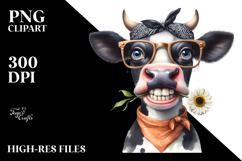 Cow with Big Eyes Bandana and Fancy es Clipart Product Image 2