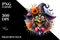 Silly Witch with Flower in Mouth PNG Product Image 2