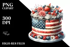 Vintage Cake USA Flag | Sublimation | Clipart Product Image 1