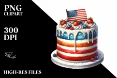 Vintage Cake USA Flag | Sublimation | Clipart Product Image 1