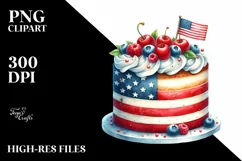 Vintage Cake USA Flag | Sublimation | Clipart Product Image 3