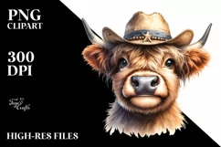 Cow Higland Cow Sun Hat Clipart Product Image 1