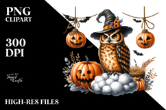 Owl Dressed for Halloween on Cloud PNG Product Image 2