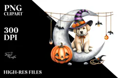 Puppy Halloween Moon Design, High-Res PNG Product Image 2