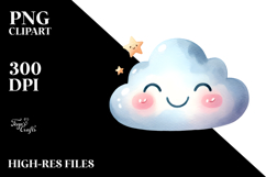 Simple Smiling Whimsical Cloud, PNG Product Image 2