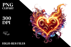 Digital Painting Heart on Fire PNG Product Image 2