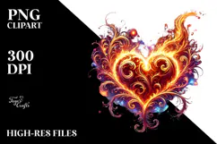Digital Painting Heart on Fire PNG Product Image 2