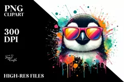 Colorful Penguin Sunglasses Paint-Like Artistic Product Image 1
