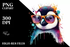 Colorful Penguin Sunglasses Paint-Like Artistic Product Image 3