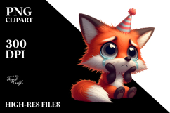 Cute Fox with Party Hat PNG Product Image 2