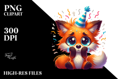 Cute Fox with Party Hat PNG Product Image 2
