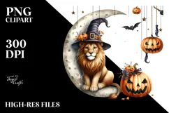 Halloween Lion on Moon PNG Product Image 2