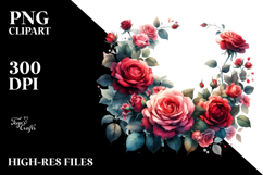 Vibrant Red Roses Horizontal Frame | Clipart Product Image 2