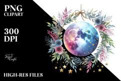 Vibrant Whimsical Moon with Foliage and Stars | Sublimation Product Image 2