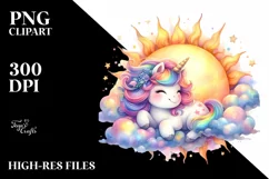 Colorful Baby Unicorn Sun | Sublimation | Clipart Product Image 3