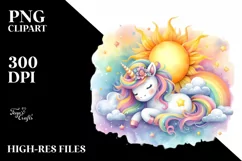 Colorful Baby Unicorn Sun | Sublimation | Clipart Product Image 3