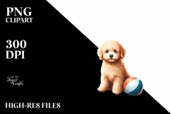 Bichpoo on Beach at Sunset | Sublimation | Clipart Product Image 1
