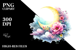 Whimsical Moon with Flowers and Clouds Product Image 2