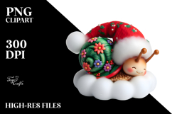 Baby Snail Christmas Sleeping on Cloud | Clipart Product Image 2