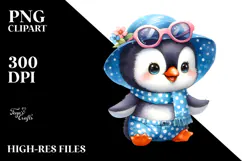 Cute Baby Penguin at the Beach, PNG Product Image 2