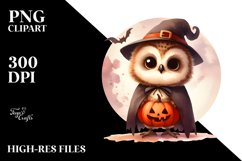 Cute Baby Owl Retro Halloween PNG Product Image 2