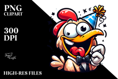 Goofy Chicken in Party Hat Design Product Image 2