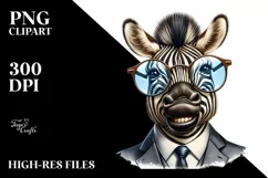 Detailed Zebra with Retro es | Sublimation | Clipart Product Image 1